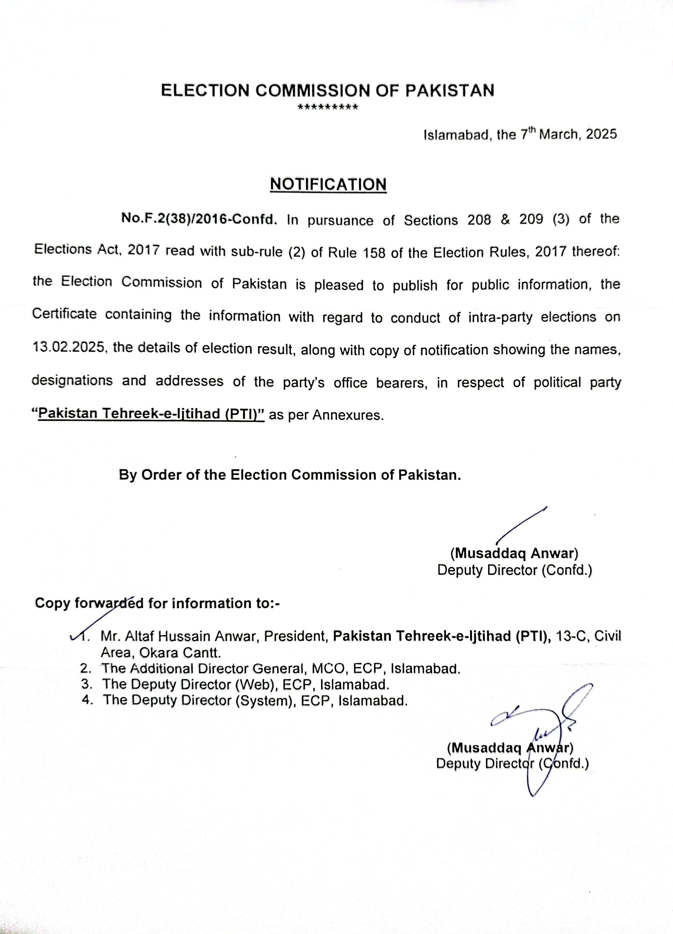 ECP Notification Scan